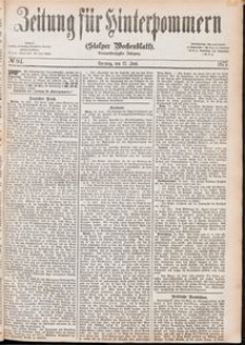 Zeitung f&uuml;r Hinterpommern (Stolper Wochenblatt) Nr. 94/1877