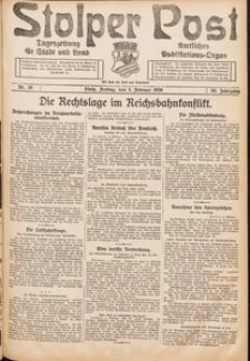 Stolper Post. Tageszeitung f&uuml;r Stadt und Land Nr. 30/1922