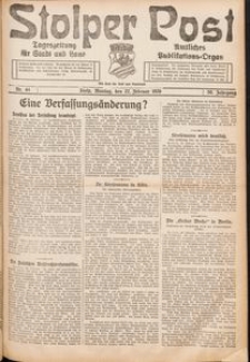Stolper Post. Tageszeitung f&uuml;r Stadt und Land Nr. 44/1926