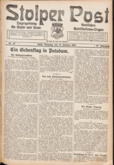 Stolper Post. Tageszeitung f&uuml;r Stadt und Land Nr. 45/1926