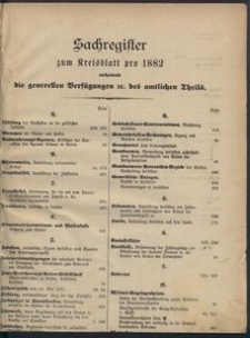 Sachregister zum Kreisblatt pro 1882