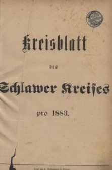 Kreisblatt des Schlawer Kreises 1883