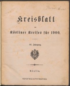 Kreisblatt des Kösliner Kreises 1900