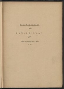 Haushaltsplan der Stadt Stolp (Pom.) f&uuml;r das Rechnungsjahr: 1939