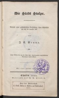 Die Stadt Stolpe: Versuch einer geschichtlichen Darstellung ihrer Schicksale bis auf die neueste Zeit