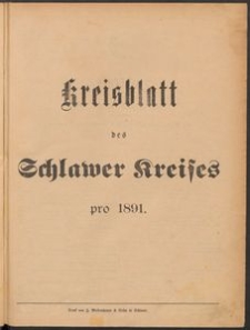 Kreisblatt des Schlawer Kreises 1891