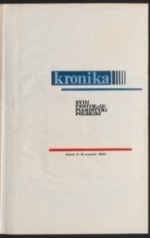 Kronika : 18 Festiwal Pianistyki Polskiej