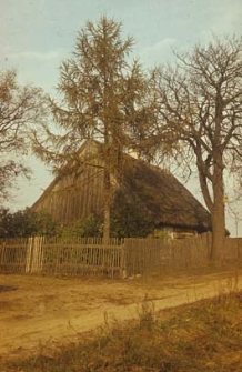 Chałupa zrębowa (węgła "na obłap") z zabudowanym podcieniem pełnoszczytowym - Trzebiechowo