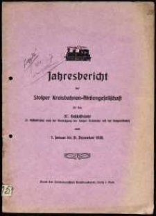 Jahresbericht der Stolper Kreisbahnen-Aktiengesellschaft f&uuml;r das 37. Gesch&auml;ftsjahr vom 1. Januar bis 31. Dezember 1930