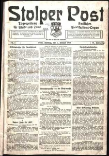 Stolper Post. Tageszeitung f&uuml;r Stadt und Land Nr. 1/1927
