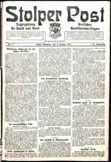 Stolper Post. Tageszeitung f&uuml;r Stadt und Land Nr. 2/1927