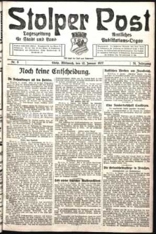 Stolper Post. Tageszeitung f&uuml;r Stadt und Land Nr. 9/1927