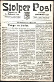 Stolper Post. Tageszeitung f&uuml;r Stadt und Land Nr. 10/1927