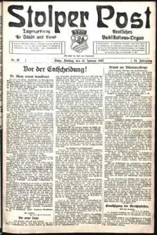 Stolper Post. Tageszeitung f&uuml;r Stadt und Land Nr. 17/1927