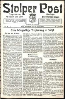 Stolper Post. Tageszeitung f&uuml;r Stadt und Land Nr. 18/1927