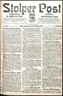 Stolper Post. Tageszeitung f&uuml;r Stadt und Land Nr. 28/1927