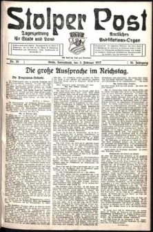 Stolper Post. Tageszeitung f&uuml;r Stadt und Land Nr. 30/1927