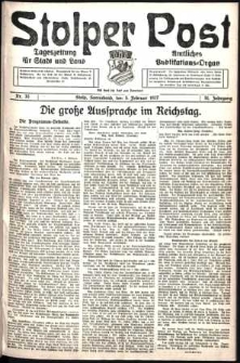 Stolper Post. Tageszeitung für Stadt und Land Nr. 30/1927