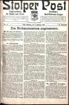 Stolper Post. Tageszeitung f&uuml;r Stadt und Land Nr. 31/1927