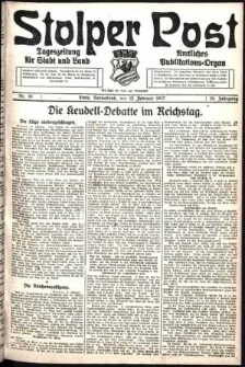 Stolper Post. Tageszeitung f&uuml;r Stadt und Land Nr. 36/1927