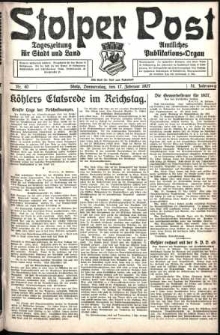 Stolper Post. Tageszeitung f&uuml;r Stadt und Land Nr. 40/1927