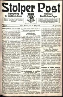 Stolper Post. Tageszeitung f&uuml;r Stadt und Land Nr. 67/1927