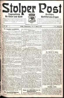 Stolper Post. Tageszeitung f&uuml;r Stadt und Land Nr. 82/1927
