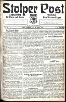 Stolper Post. Tageszeitung f&uuml;r Stadt und Land Nr. 90/1927