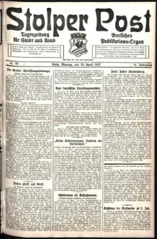 Stolper Post. Tageszeitung f&uuml;r Stadt und Land Nr. 95/1927