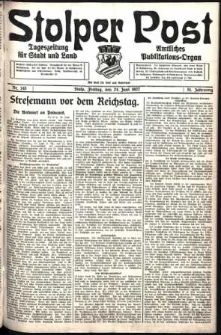Stolper Post. Tageszeitung f&uuml;r Stadt und Land Nr. 145/1927