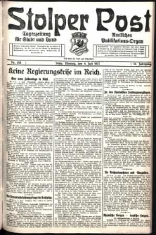 Stolper Post. Tageszeitung f&uuml;r Stadt und Land Nr. 153/1927