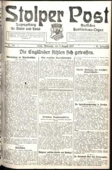 Stolper Post. Tageszeitung f&uuml;r Stadt und Land Nr. 179/1927