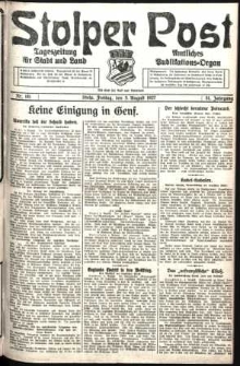 Stolper Post. Tageszeitung f&uuml;r Stadt und Land Nr. 181/1927