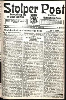 Stolper Post. Tageszeitung f&uuml;r Stadt und Land Nr. 186/1927