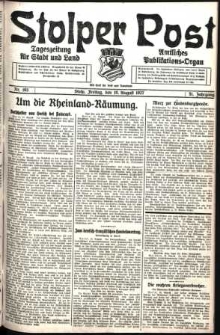 Stolper Post. Tageszeitung f&uuml;r Stadt und Land Nr. 193/1927