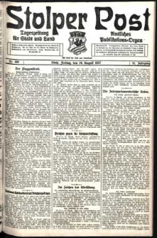 Stolper Post. Tageszeitung f&uuml;r Stadt und Land Nr. 199/1927