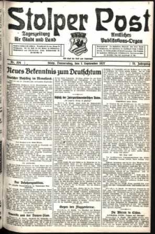Stolper Post. Tageszeitung f&uuml;r Stadt und Land Nr. 204/1927
