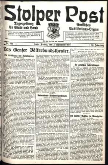 Stolper Post. Tageszeitung f&uuml;r Stadt und Land Nr. 205/1927