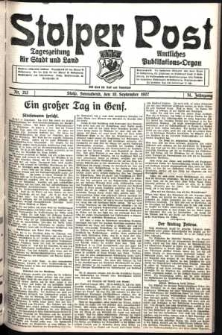 Stolper Post. Tageszeitung f&uuml;r Stadt und Land Nr. 212/1927