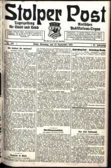 Stolper Post. Tageszeitung f&uuml;r Stadt und Land Nr. 214/1927