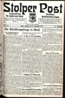 Stolper Post. Tageszeitung f&uuml;r Stadt und Land Nr. 217/1927