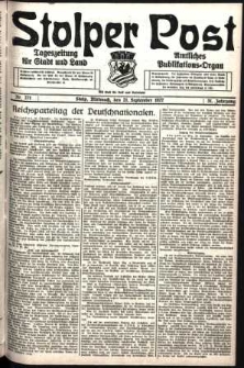 Stolper Post. Tageszeitung f&uuml;r Stadt und Land Nr. 221/1927