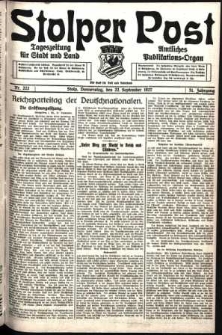 Stolper Post. Tageszeitung für Stadt und Land Nr. 222/1927