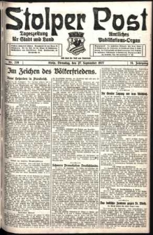 Stolper Post. Tageszeitung f&uuml;r Stadt und Land Nr. 226/1927
