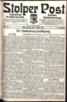 Stolper Post. Tageszeitung f&uuml;r Stadt und Land Nr. 231/1927