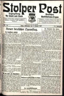 Stolper Post. Tageszeitung f&uuml;r Stadt und Land Nr. 233/1927