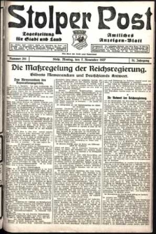 Stolper Post. Tageszeitung f&uuml;r Stadt und Land Nr. 261/1927