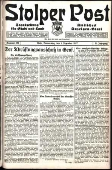 Stolper Post. Tageszeitung f&uuml;r Stadt und Land Nr. 281/1927