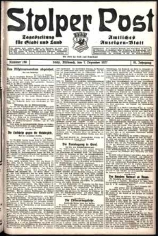 Stolper Post. Tageszeitung f&uuml;r Stadt und Land Nr. 286/1927
