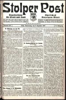Stolper Post. Tageszeitung f&uuml;r Stadt und Land Nr. 287/1927